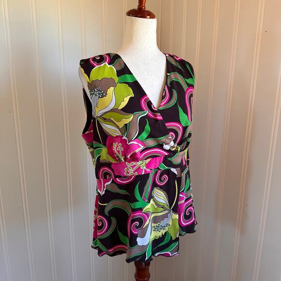 Vintage 90s/Y2K Boho Brown Top L - Picture 4 of 6